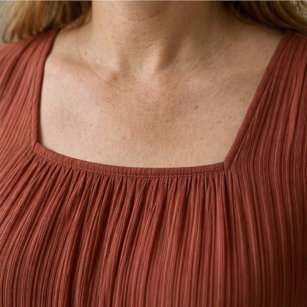Rust Pleated Blouse - Picture 4 of 6